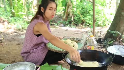 Yummy cooking egg kabab cake recipe _ Cooking skills _ Khmer Survival Skills