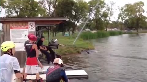 Man falls into water