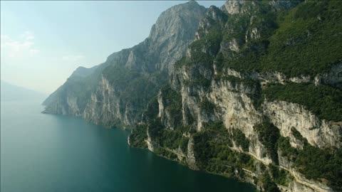 aerial view of by lake garda nature river in italy