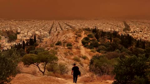 Dust from the Sahara blankets the city of Athens