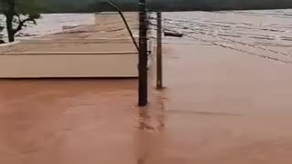 Massive flooding due to overflowing of Uruguay River in the Misiones, Argentina