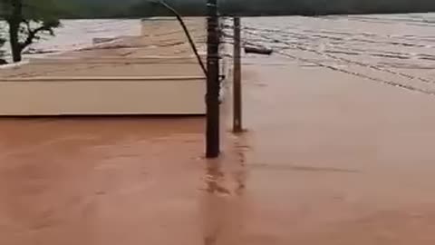 Massive flooding due to overflowing of Uruguay River in the Misiones, Argentina