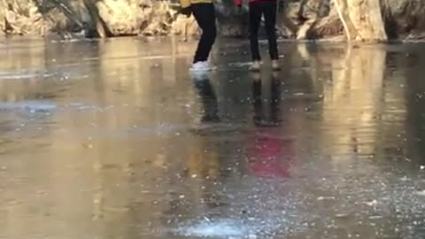 Yellow red jacket idiot ice fall