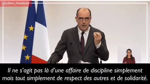 Jean Castex Premier ministre Français "A cause de certains" Plandemie Covid 19 Coronavirus
