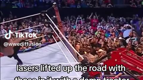 Brock Lesnar lifted the ring with a tractor and sent Roman Reigns FLYING #WWE