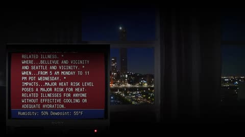 Retro Weather TV LIVE - Open Window, City Night