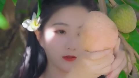 How the Chinese beautiful girl | came from the mountain | and left the fruit | girl works so