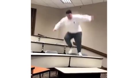 Student Jump On Table Fail