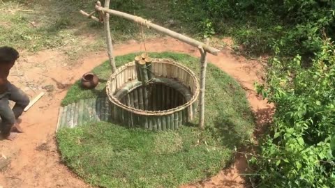 Search groundwater and Build Water filter in the forest by ancient skill ( wells bamboo )