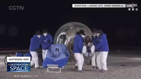 Chen Dong gets out of Shenzhou-14 re-entry capsule