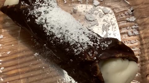 Eating A Chocolate Cannoli Dessert From Otto's Pizza And Pastry!