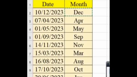 Get Month Name from Date in Ms Excel