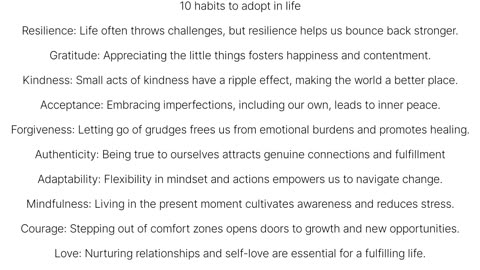 Habits to adopt in life