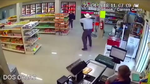 Brave cowboy stops armed robber