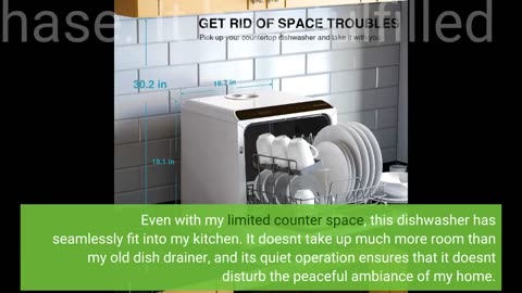 Countertop Dishwasher, HAVA Portable Dishwashers with 5 L Built-in Water Tank & Inlet Hose