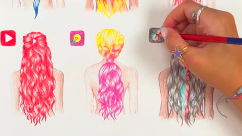 DRAWING SOCIAL MEDIA GIRLS - Drawing Colorful Hair