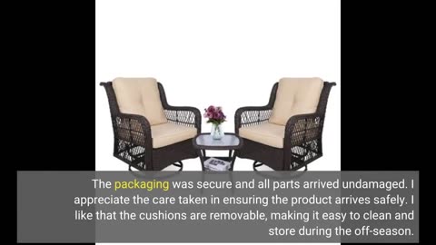 Read Reviews: Outdoor PE Wicker Rocking Chair 3-Piece Patio Rattan Bistro Set 2 Rocker Armchair...