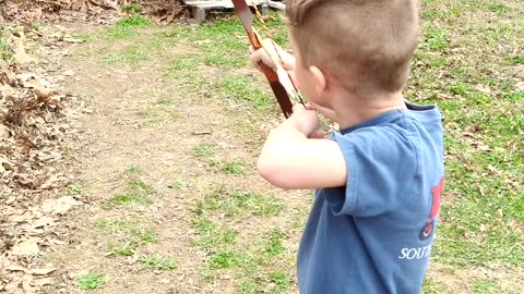 4-Year-Old Archer Hits Swinging Target