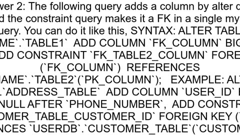 How to add a column and make it a foreign key in single MySQL statement