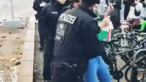 German police in Berlin assault man holding Palestine flag