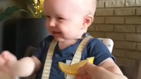 Try Not to Laugh🤣Baby Eating Lemon For The First Time