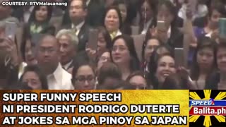 Super funny Speech ni Tatay Digong At jokes sa mga Pinoy sa Japan.