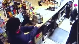 Another robber brings a knife to a gunfight