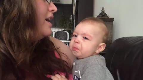 Baby React Emotional when mum sing different songs