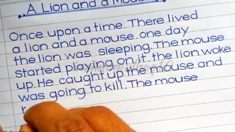 A Lion And A Mouse Story Writing Beautiful Style With Pen