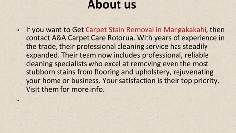 Get The Best Carpet Stain Removal in Mangakakahi.