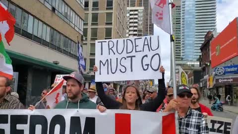 Canadian take to the streets chanting "Trudeau Must Go"