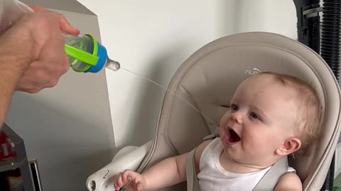 Dad Figures Out How to Get Fussy Baby to Drink Water