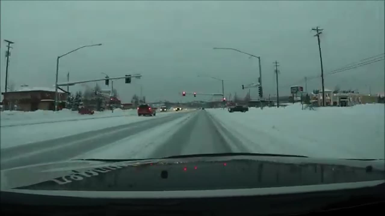 Dodge charger driving in Fairbanks Alaska