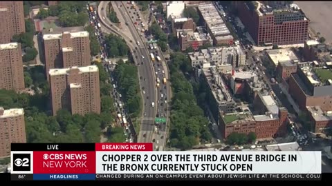 NEW YORK CITY.. Third Avenue Bridge stuck open in the Bronx