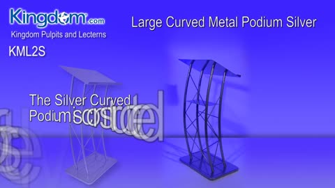 Large Curved Metal Podium, Lectern, Podium Silver - KML2S