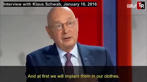 Klaus Schwab, "predicts" that humans will have microchips implanted in their brains