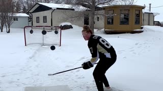 Female Hockey Player Does Awesome Trick Shots