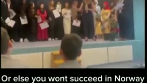 In a Norwegian school, a pupil is given a diploma and he is a Muslim so he doesnt shake hand