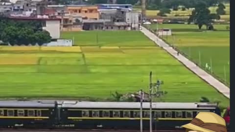 Bullet Train and normal Train Running side by side in China