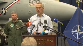 NATO Secretary General press point on board aircraft carrier USS George H.W. Bush, 25 OCT 2022