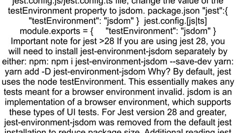 Consider using the quotjsdomquot test environment