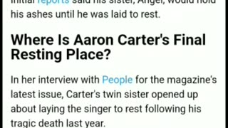 Aaron carter finally is ashes laid to rest by is sister angel conrad carter 8/11/23