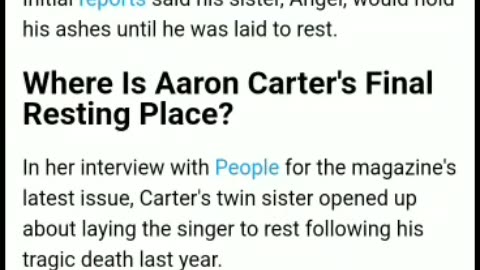 Aaron carter finally is ashes laid to rest by is sister angel conrad carter 8/11/23