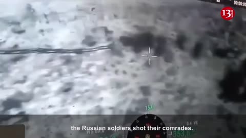 Russians mistakenly open fire at own infantry moving in snowy area - Drone footage