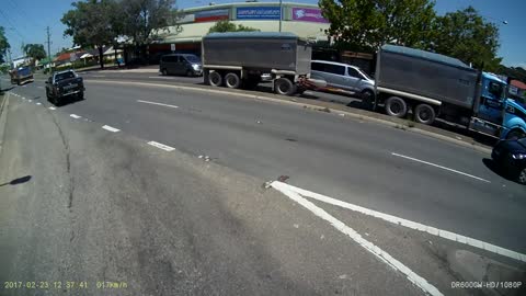 Truck Slides Through Traffic