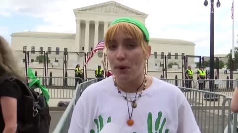 Protests break out outside US supreme court after ruling overturns abortion rights