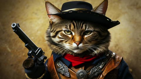 AI-generated Artwork: Cats of the Wild West