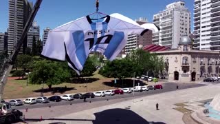 Giant Messi jersey flies in Argentina