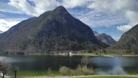 Train journey past Traunsee in Austria