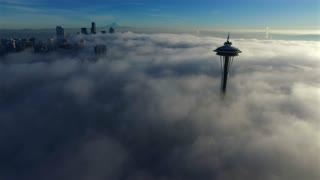 Drone captures Seattle's Space Needle above the clouds